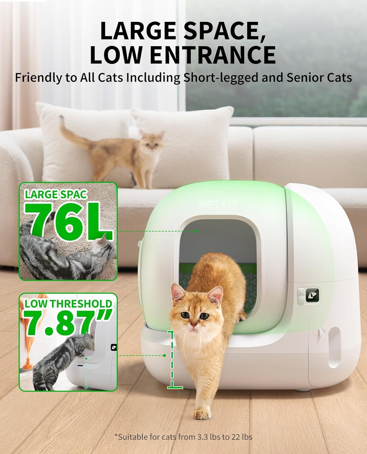 PETKIT PuraMax 2 Automatic Self-Cleaning Cat Litter Box, App Control Automatic Litter Box with Safety Sensors, Odor Free & Anti-Leakage Basic Bundle Includes Trash Bags,2.4G WiFi & Low Entrance - Image 7