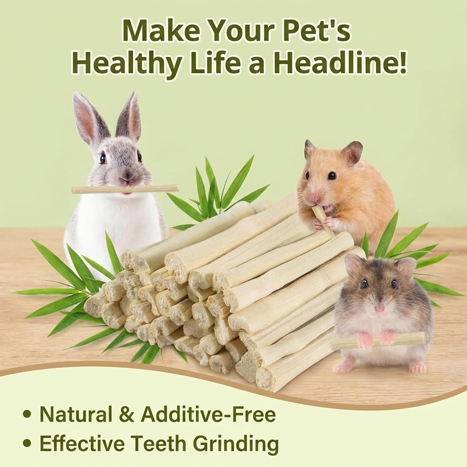 Sukh 240g Sweet Bamboo Chew Sticks - Rabbit Chew Sticks & Bamboo Sticks for Rabbits, Natural Bunny Bamboo Chew Toy for Teeth Grinding, Small Animal Treats for Guinea Pig, Hamster, Chinchilla - Image 2