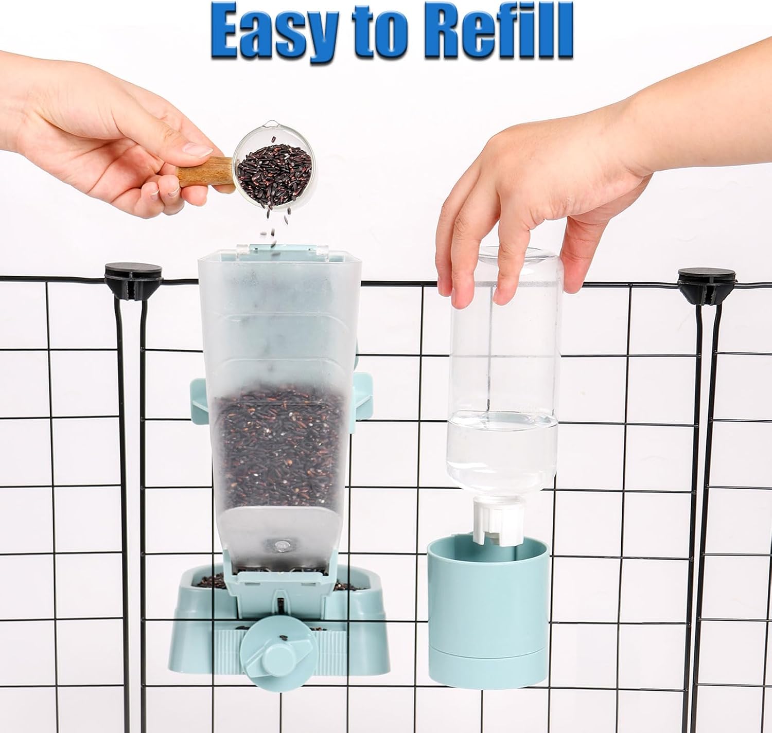 Oncpcare Rabbit Food and Water Bowl Set for Cage - Small Animal Food Dish for Rabbits, Ferrets, Cats, Birds - Image 5