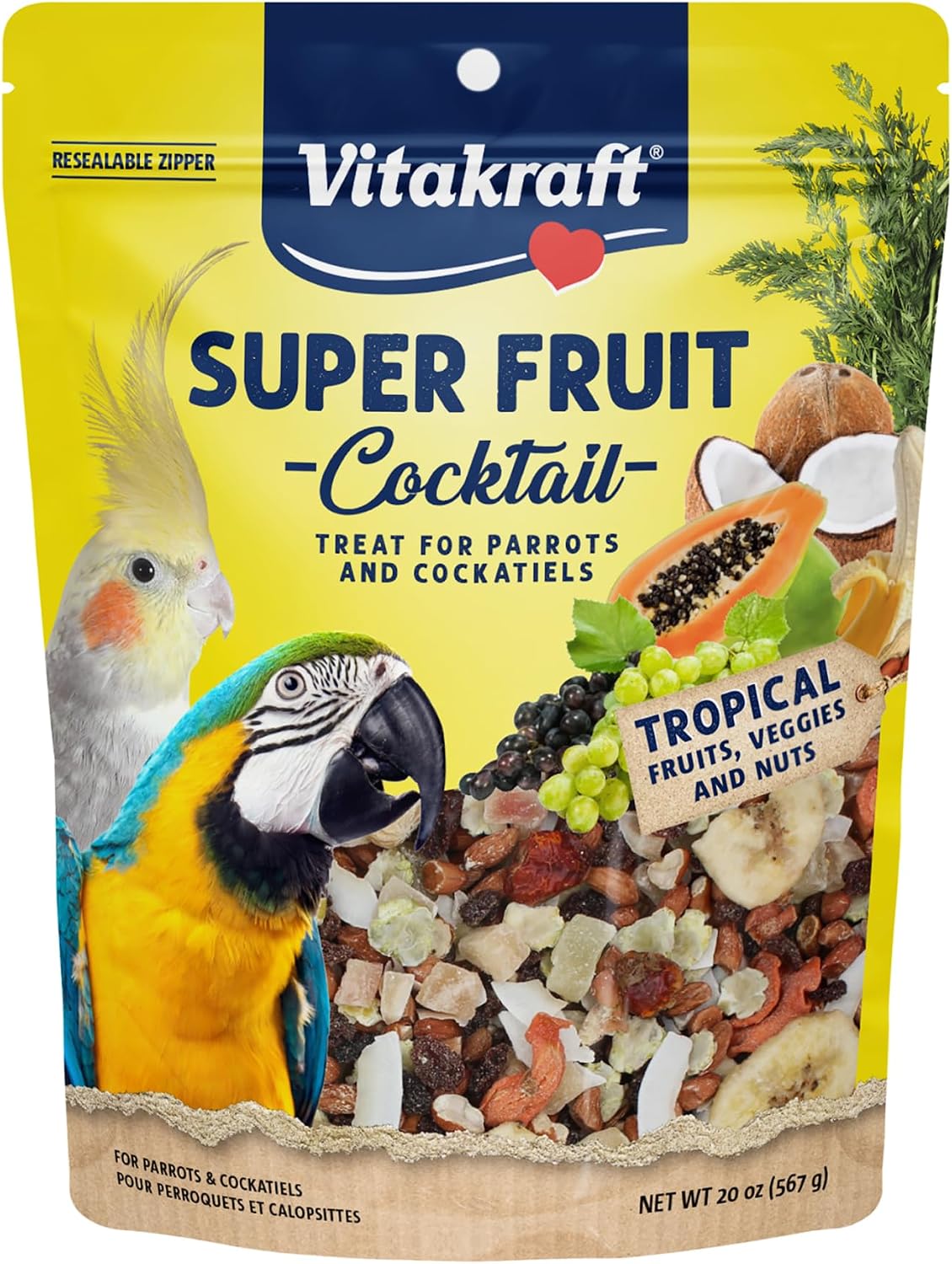 Vitakraft Fresh Super Fruit Cocktail - Tropical Parrot Fruit Blend - Parrot and Cockatiel Treat 1.25 Pound (Pack of 1)