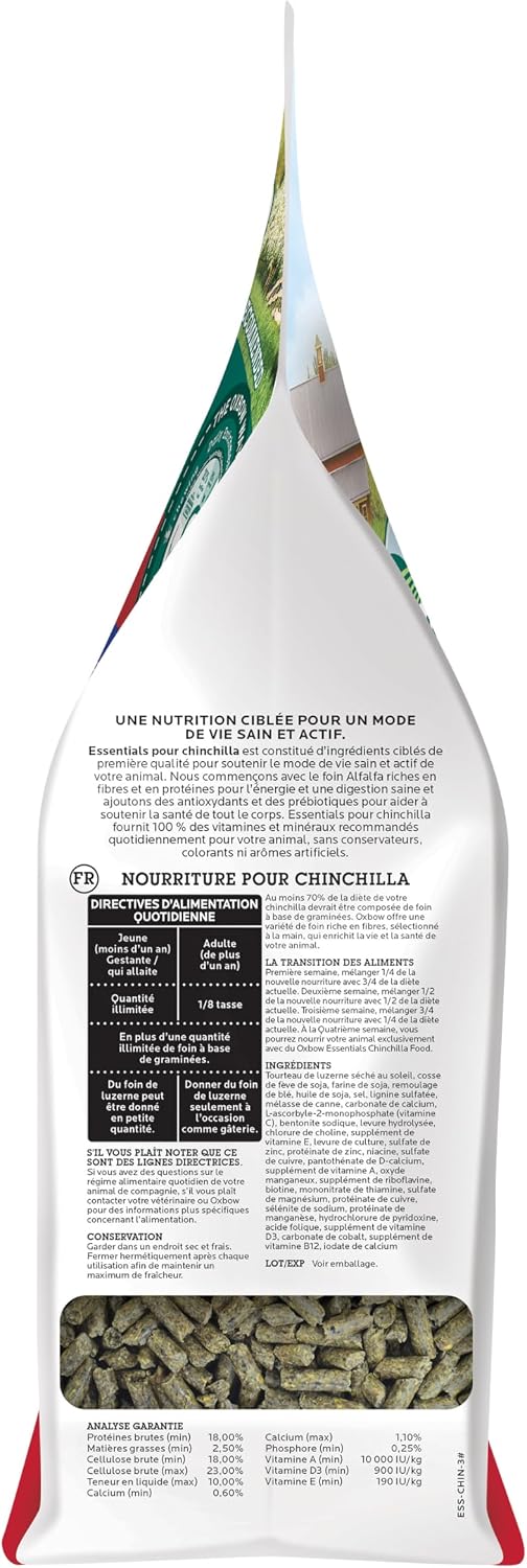 Oxbow Essentials Chinchilla Food, Made with Oxbow Alfalfa, Vitamin & Mineral Rich Food for Chinchillas, Small Animal Pet Pellets, Made in USA, High Fiber, 3 lb Bag - Image 11