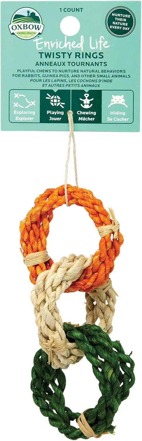 Oxbow Enriched Life Twisty Rings, Rabbit & Guinea Pig Toy, Hamster, Chinchilla & Rat Chew Rings, Small Pet Enrichment & Cage Accessory, Safe Natural Chew, Bunny Boredom Breaker, Enrichment Play Toy