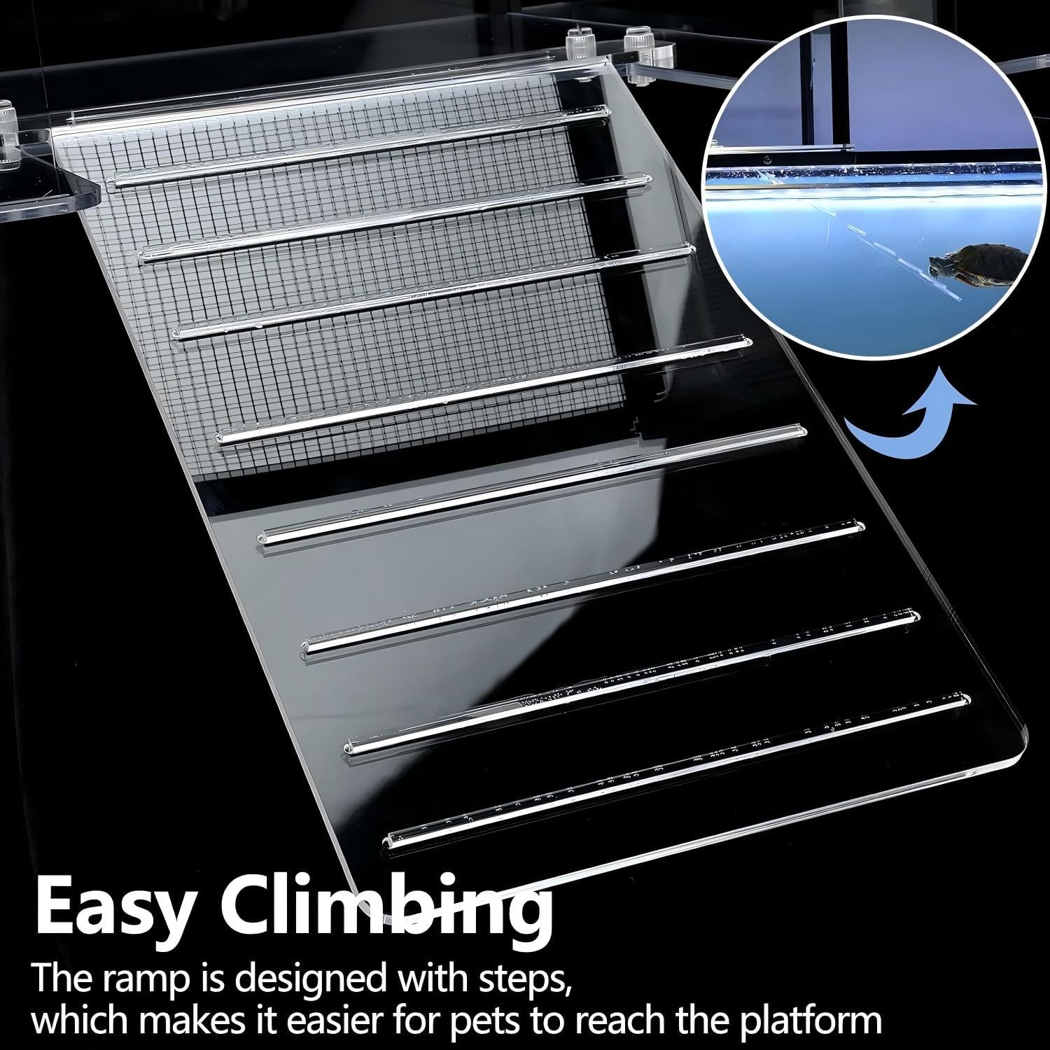 Upgraded Dual Ramp Turtle Basking Platform, Extra Large Fits 125 Gallon 150 Gallon 180 Gallon Aquarium Tank, Aquatic Turtles Topper Dock, Turtle Tank Accessories, Non-Slip Ramp & Escape-Proof - Image 4
