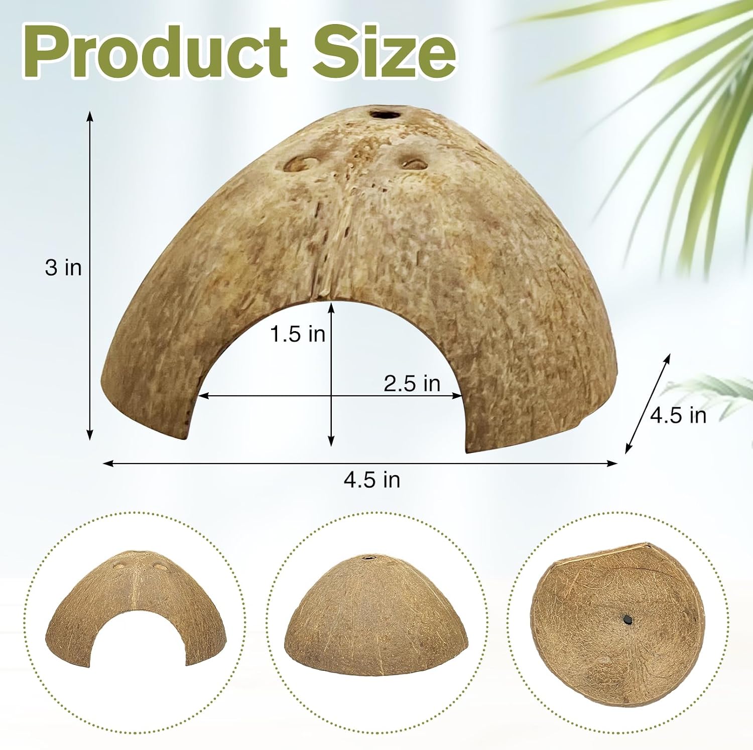 Hamiledyi 7 Pcs Reptile Hideouts Natural Coconut Shells Hut Leopard Gecko Tank Accessories for Aquarium Fish Hermit Crab Hide Cave Small Snake Tarantulas Lizard Chameleon (Without Fiber) - Image 2