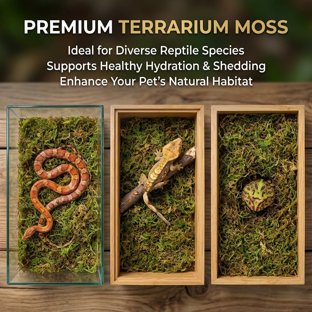 Sukh Sphagnum Moss for Reptiles - Green Terrarium Moss Substrate, 5oz | Habitat Bedding for Gecko, Snake, Turtle, Frog, Bearded Dragon, Jumping Spider, Chameleon, Enclosure & Tank Accessories Decor - Image 5