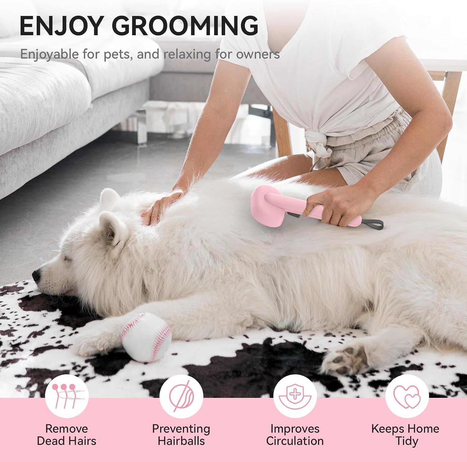 Aumuca Cat Brushes for Indoor Cats, Cat Hair Brush for Shedding, Cat Brush for Long or Short Haired Cats, Cat Grooming Deshedding Brush for Dog Kitten Horse Massage Removes Loose Fur - Image 8