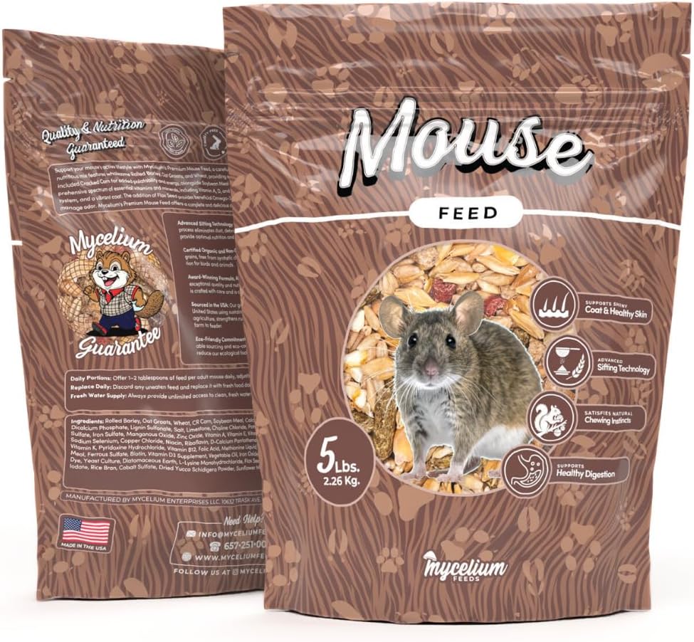 Mycelium Mouse Feed 5 lb Bag | Organic Mouse Food for Healthy Skin, Coat & Dental Care | High-Protein Balanced Nutrition with Vitamins and Minerals | Non-GMO & USA Made - Image 2