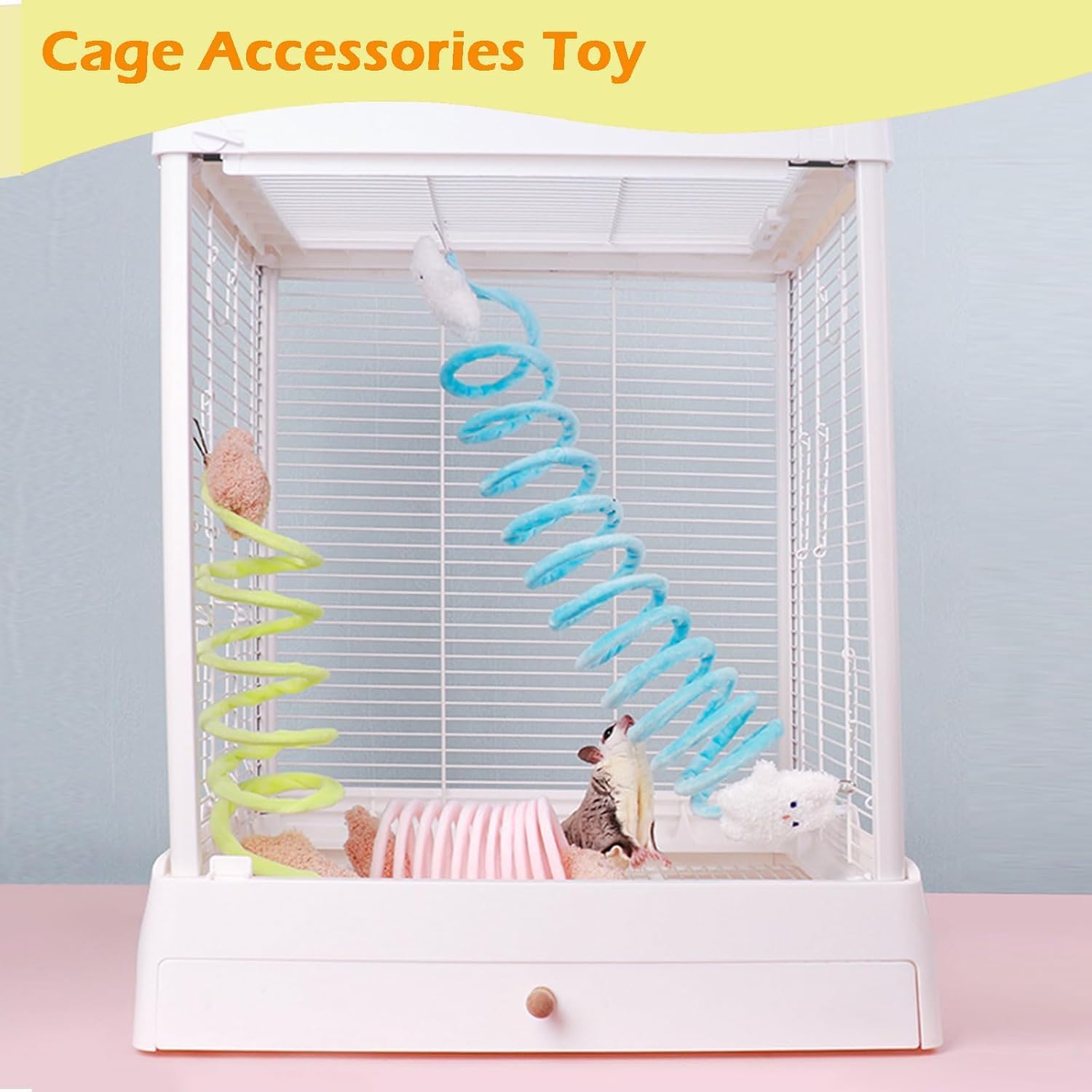 Sugar Glider Toys, Elastic Sugar Glider Climbing Ropes, Hanging Sugar Cage Accessories, Rat Enrichment Climbing Toys, Soft Touch Small Pet Swing Toy (1pc Random Color) - Image 4