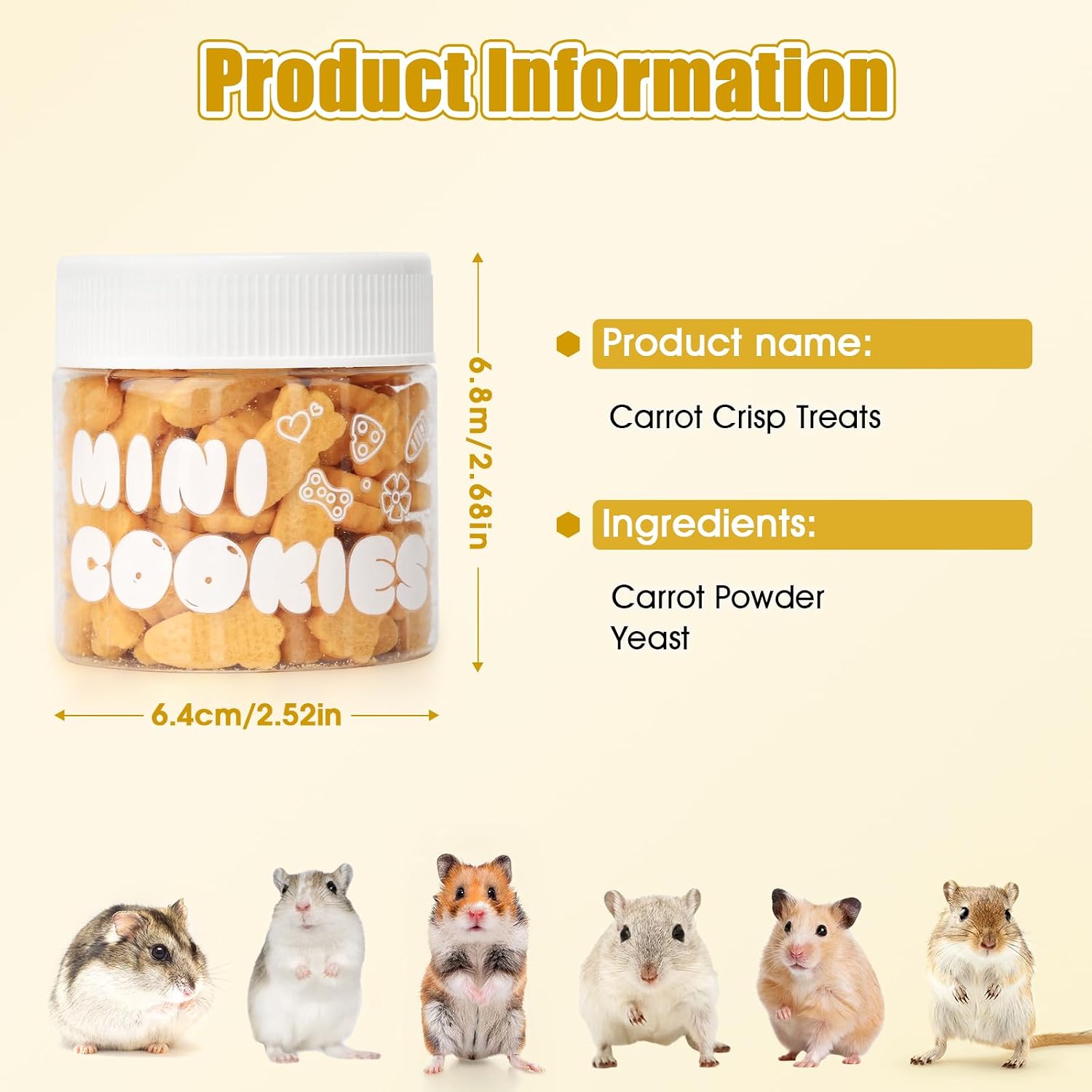 Abizoo Hamster & Gerbil Treats, Crunchy Baked Hamster Snacks with Carrot and Yeast, Natural Training Reward Chew Treats for Small Animals, Supports Digestion and Dental Health - Image 7