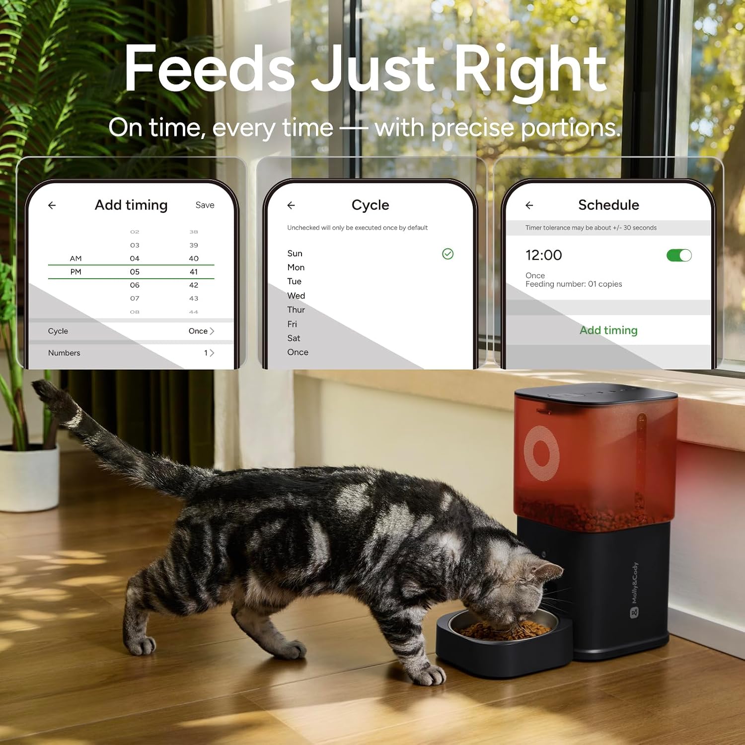 Automatic Cat Feeder with Camera: 6L Automatic Dog Feeder with 2-Way Audio Night Vision Dual Power Supply App Control 2.4G WiFi, Timed Auto Cat Food Dispenser with Stainless Steel Bowl(Black) - Image 5