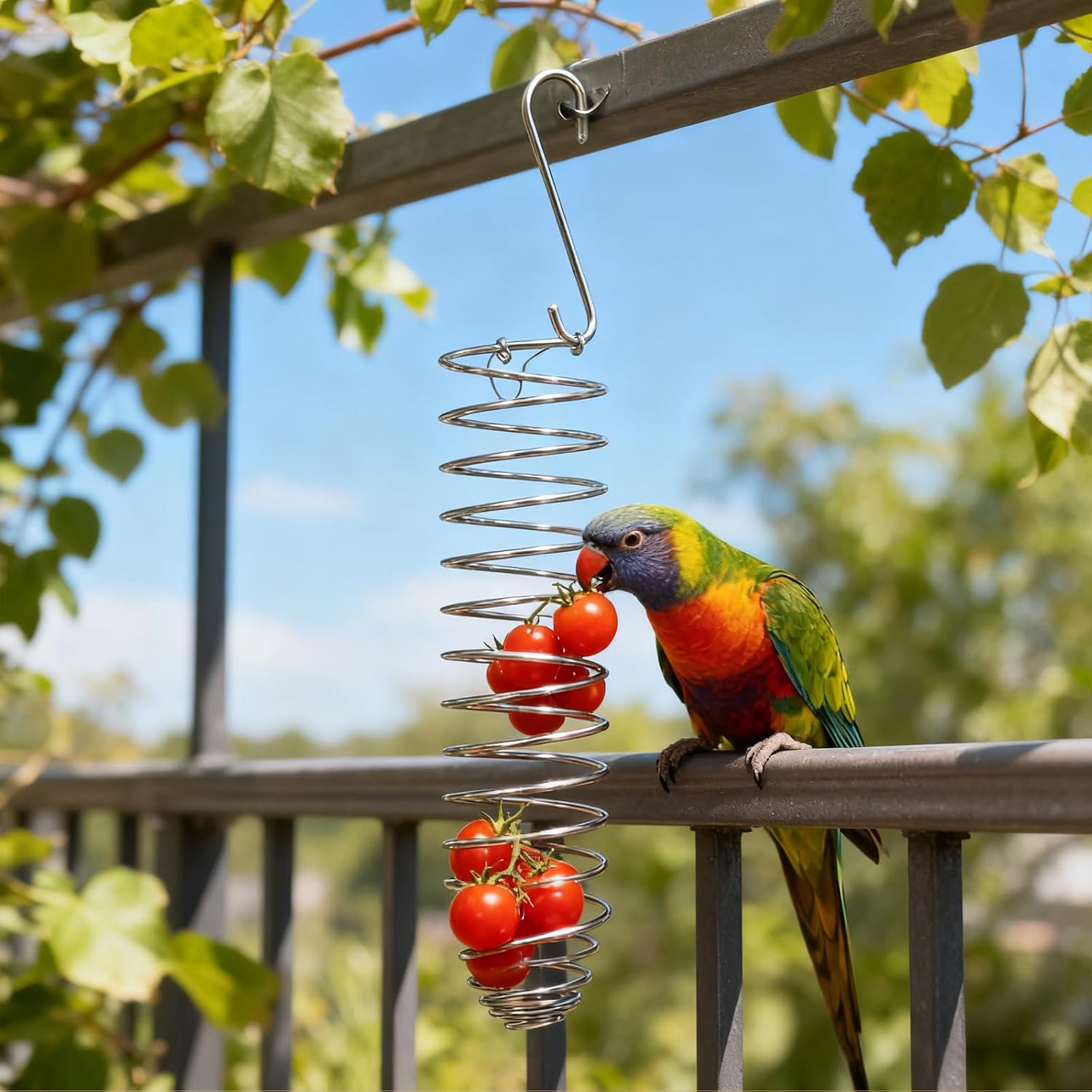 Bird Foraging Toy, Steel Holder for Bird Cage Accessories Hanging Fruit Vegetable Feeder for Parrot Cage Parakeet - Image 6