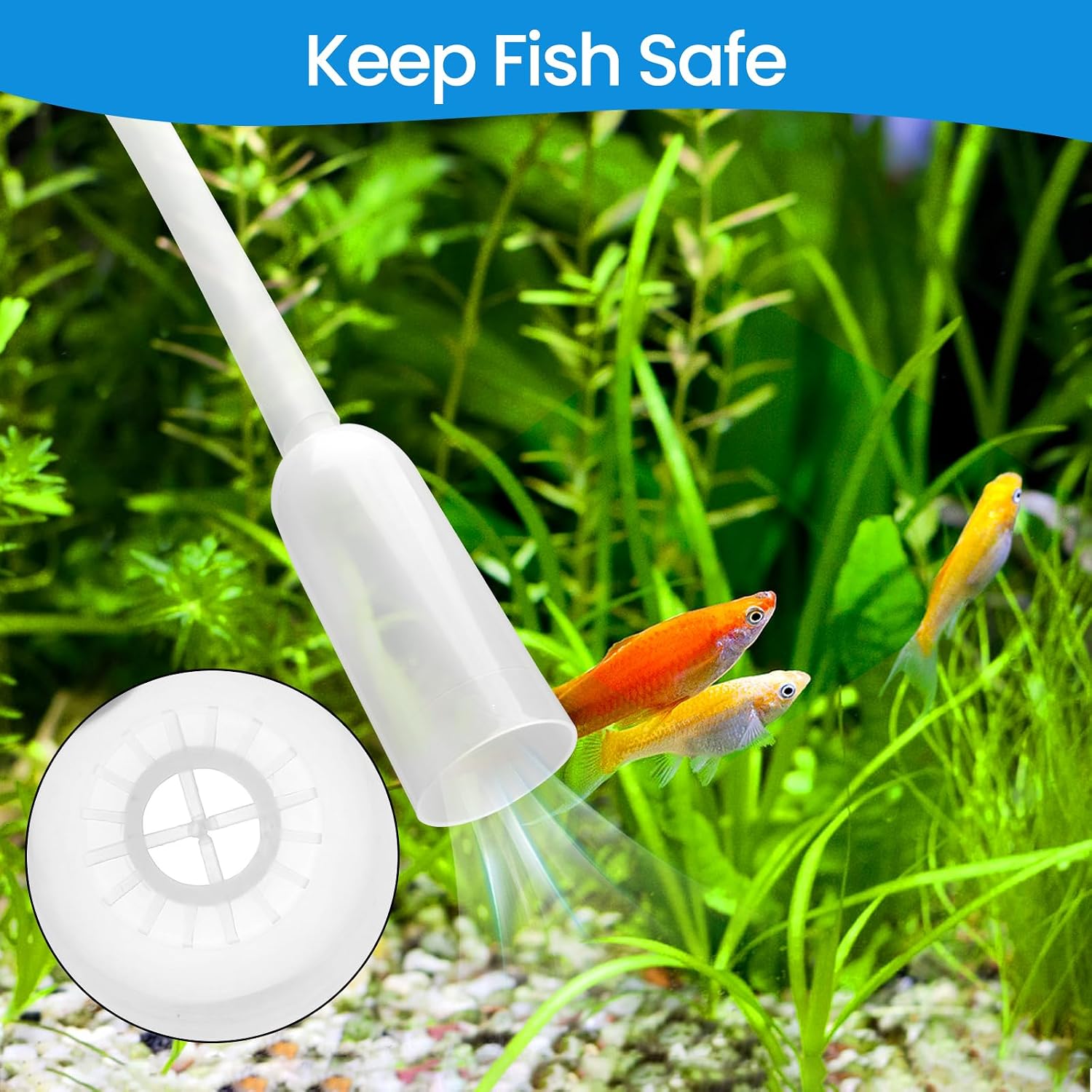 Small Gravel Vacuum for Aquarium Siphon, Fish Tank Cleaner, Blue | 6.4ft Fish Tank Siphon, Quick & Easy Waste Removal or Water Changes, Effectiveness, Value for Money, Ease of Use - Image 4