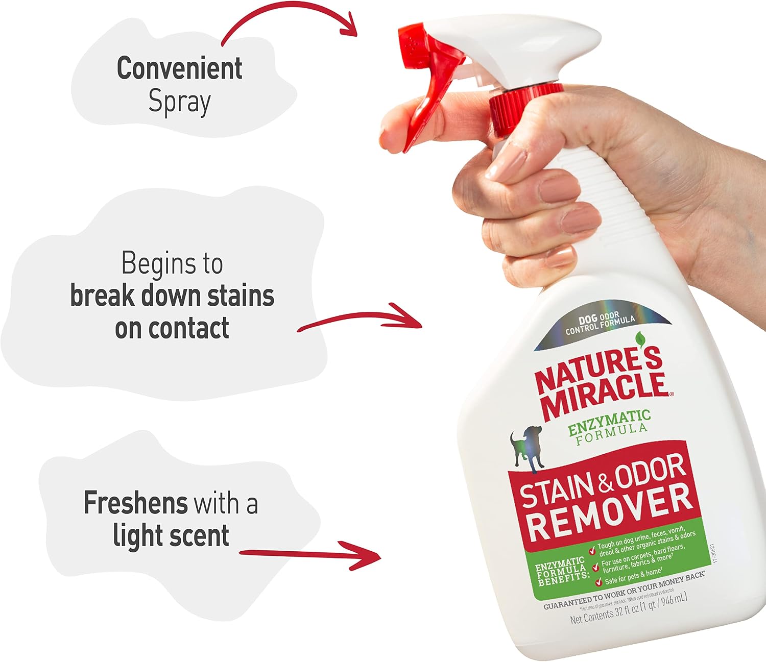 Nature’s Miracle Stain and Odor Remover Dog, 32 Ounces, Everyday Mess Enzymatic Odor Control Formula - Image 7