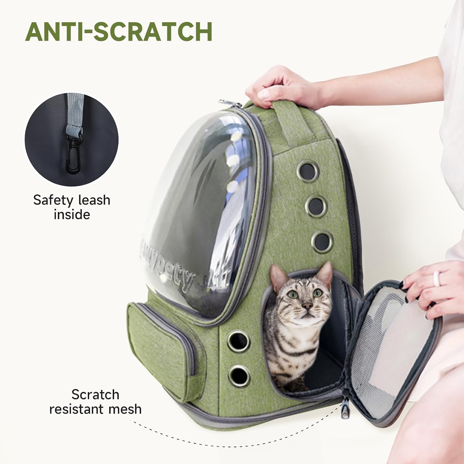 Cawypety Cat Backpack Carrier, Breathable Cat Carrier Large Space Bubble Pet Backpack for Kitty Small Dog up to 15lbs, Transparent & Foldable Pet Carrier for Travel Hiking - Image 4