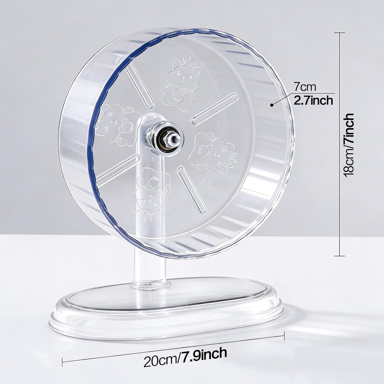 Hamster Exercise Wheel,Super-Silent Small Animals Exercise Wheels,Quiet Hamster Running Wheels with Adjustable Stand for Hamsters,Gerbils,Rats,Other Small Pets(Transparent, 7 inch) - Image 8