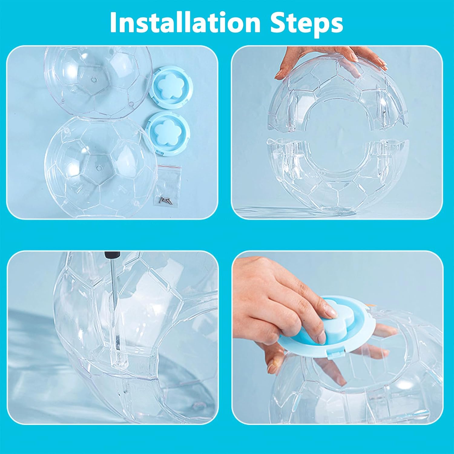 Hamster Ball 5.1 Inch – Durable Dwarf Hamster Running Ball with Football Design, Secure Metal Screws for Small Pets (5.1in) - Image 5
