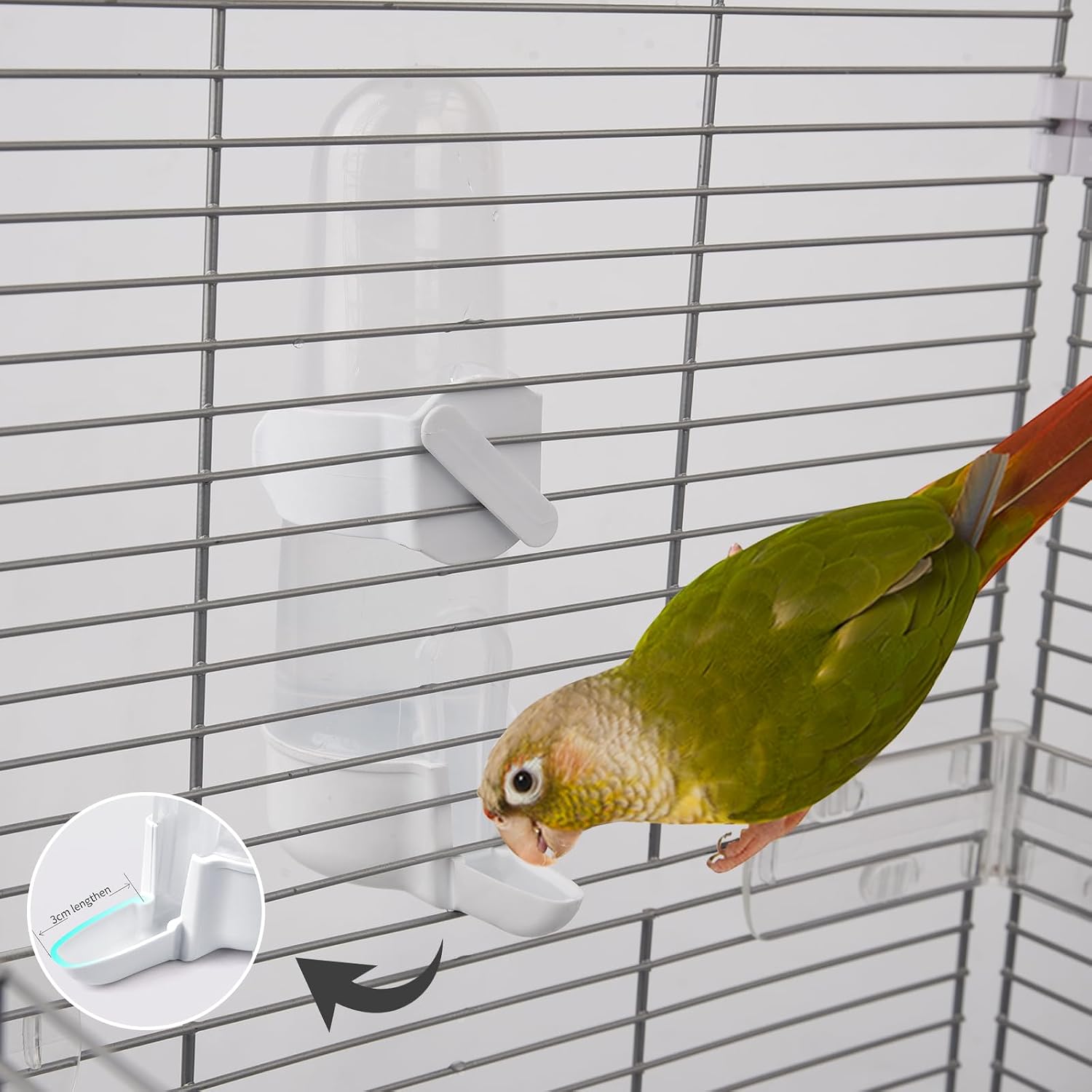 Bird Feeder Automatic Bird Water Dispenser Set for Cage No Mess Parakeet Cage Water Dispenser PP Material, 200ml/6.8fl oz (2PCS) - Image 3