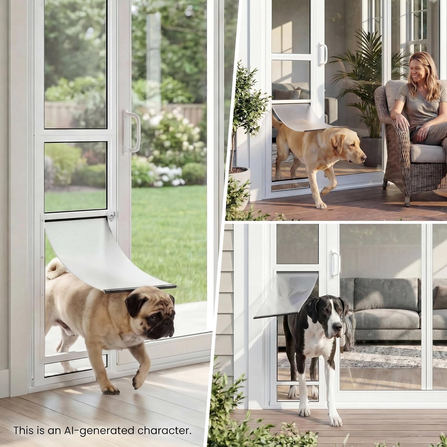 Slevoo Sliding Glass Dog Door, Height Adjustable 79 2" to 82" (Large-Tall) | No-Cut Installation, Upgraded Silicone Flap, Weatherproof & Secure Pet Door for Medium/Large Dogs, White Aluminum Frame - Image 8
