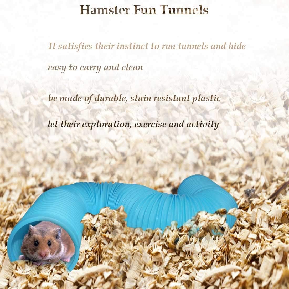 PINVNBY Hamster Fun Tunnels Pet Mouse Plastic Tube Toys Small Animal Foldable Exercising Training Hideout Tunnels for Guinea Pigs,Gerbils,Rats,Mice,Ferrets and Other Small Animals(2 PCS Blue) - Image 5