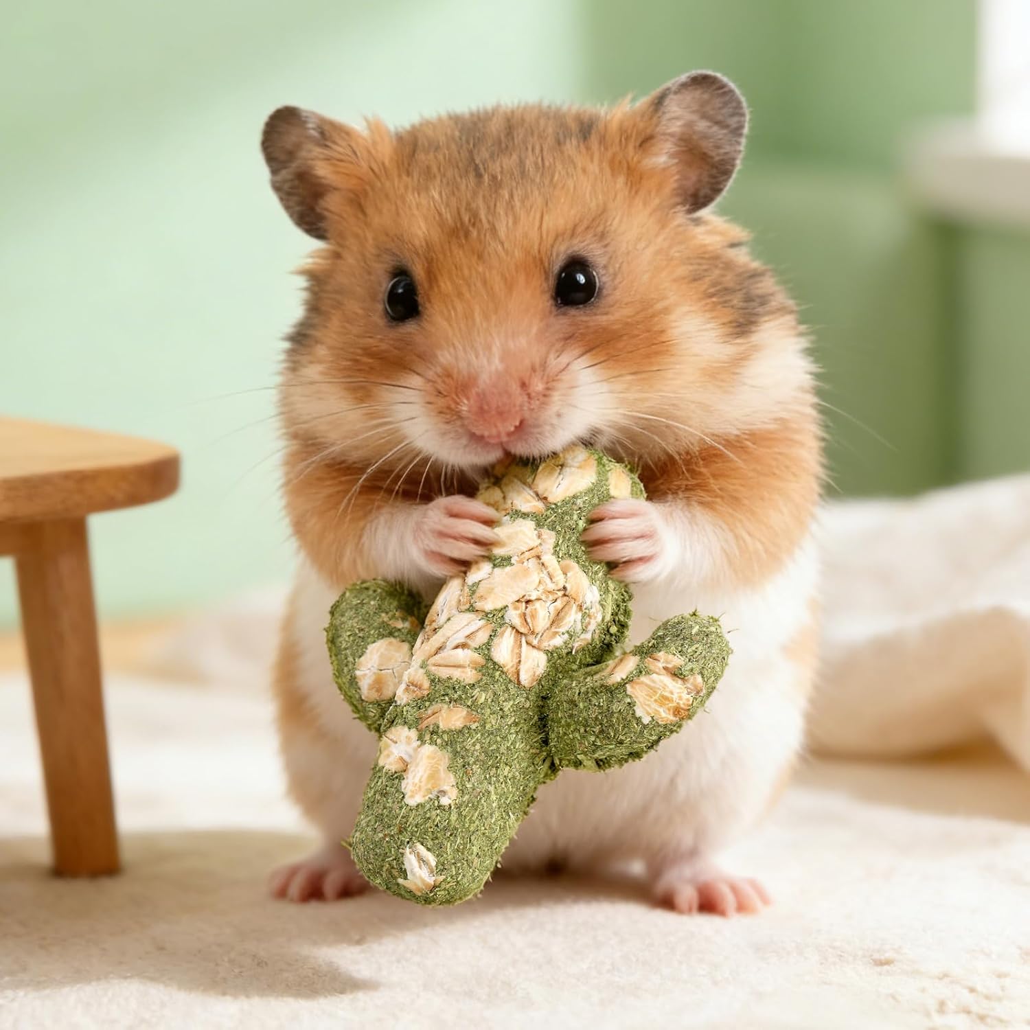 Abizoo Rabbit Chew Toys Natural Timothy Hay Oat Bunny Treats Snack Bunny Chew Sticks 9 Pcs Compressed Cactus Bunnies Enrichment Toys for Rabbit Guinea Pig Hamster Chinchilla Gerbil Dental Care - Image 5