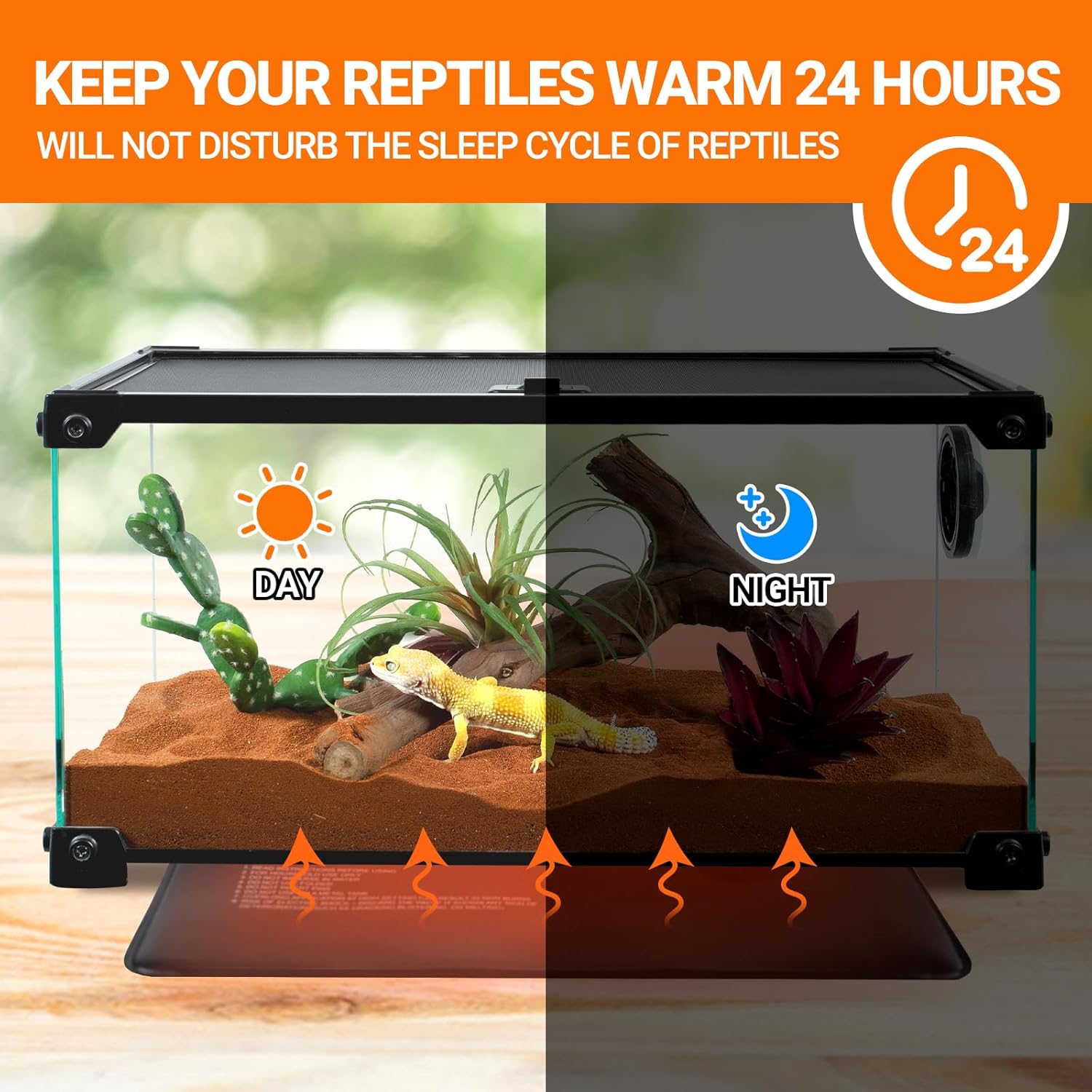 REPTI ZOO 8" X 12" Reptile Heat Pad 24W Fast Heating Pad with Adjustable Thermostat Reptile Heat Mat for Turtles/Hermit Crabs/Bearded Dragons/Leopard Geckos/Snakes/Lizards, and Seed Germination - Image 5