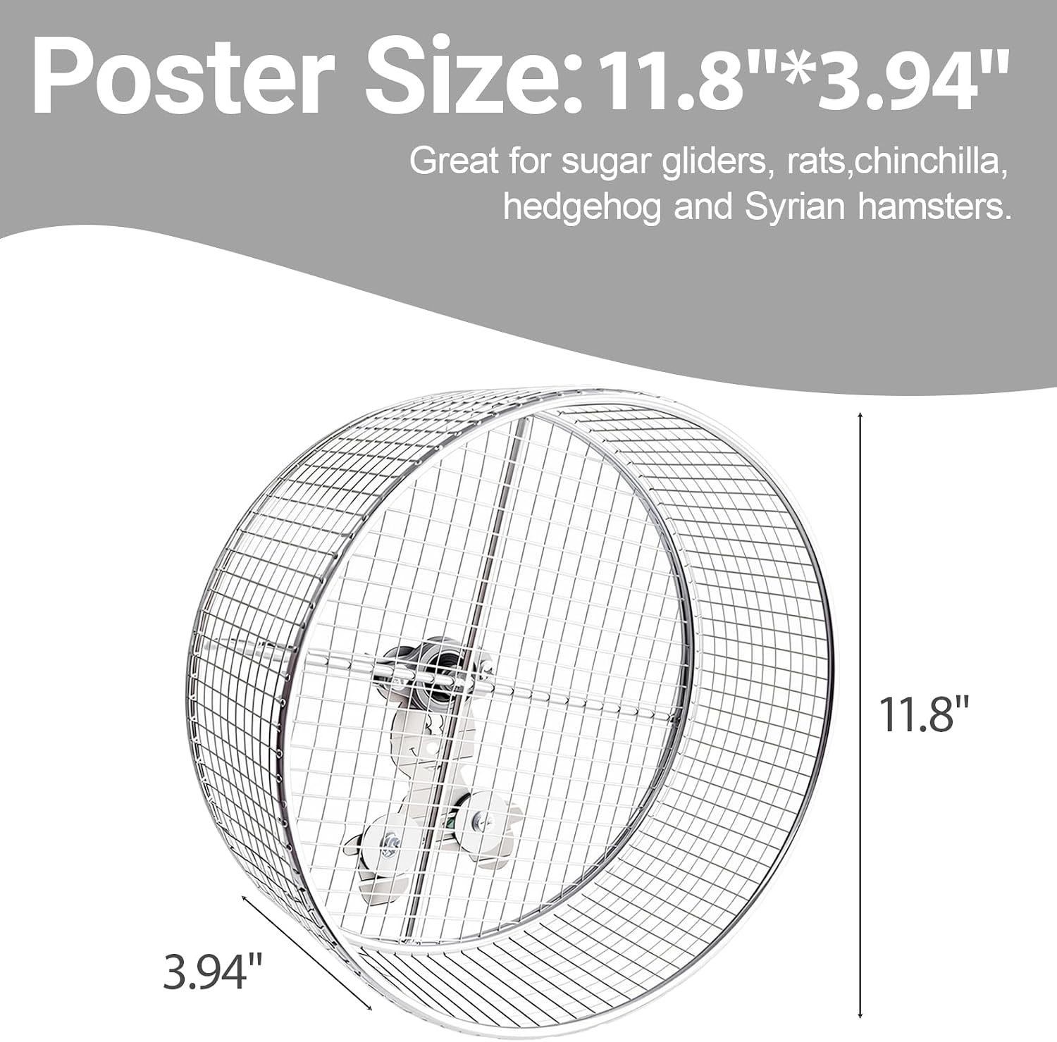 11.8" Silent Chinchillas Exercise Wheel - Stainless Steel Large Hamster Rodent Wheel for Syrian Hamsters, Sugar Gliders, Hedgehogs, Squirrels and Small Pets (11.8inch) - Image 5