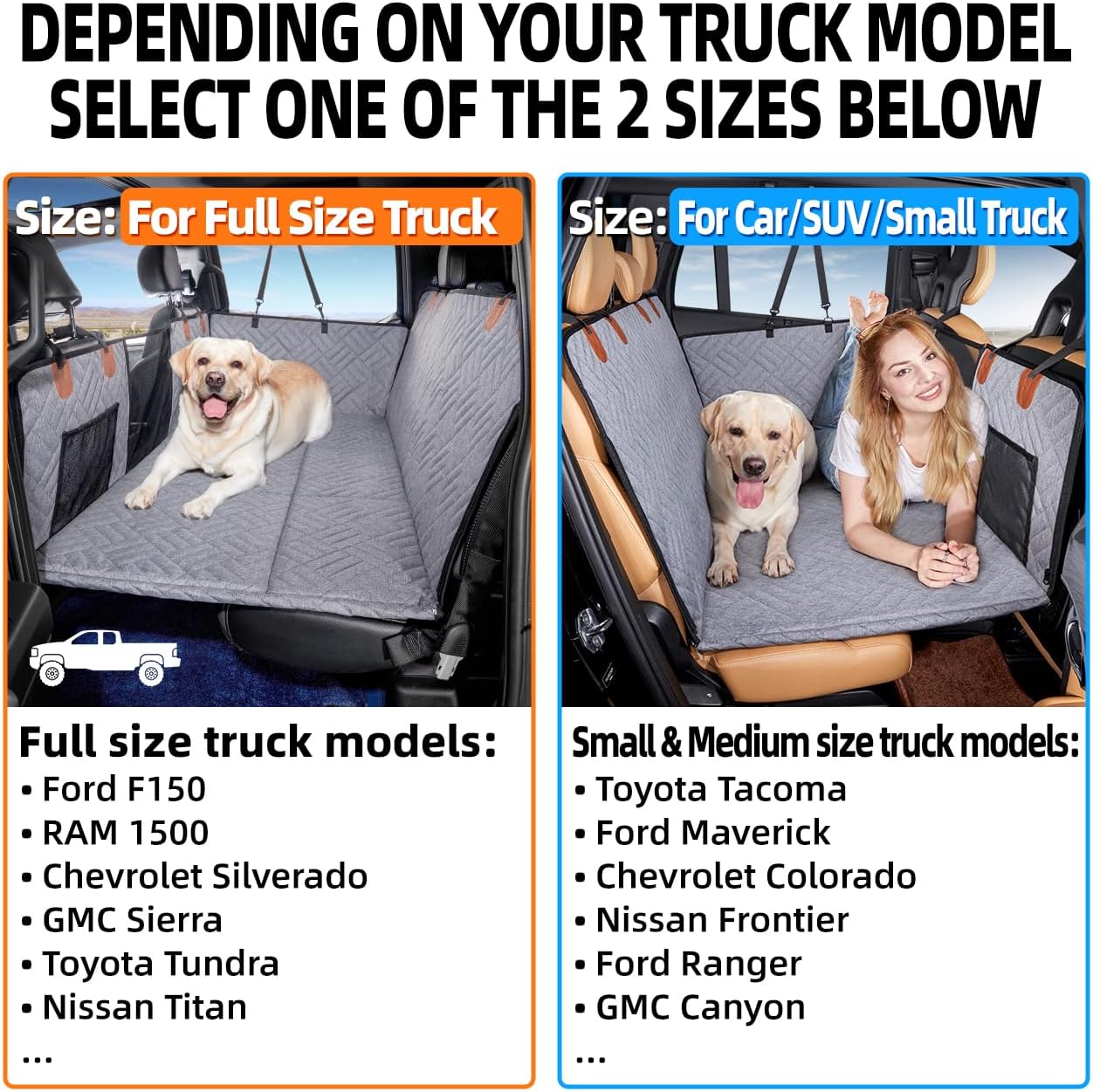 YJGF Dog Back Seat Extender for Truck,Truck Seat Cover Back Seat,Dog Hammock for Truck,Pet Seat Covers for Dogs,Hard Bottom Seat Extender for Dogs(Grey,for Full Size Truck) - Image 2