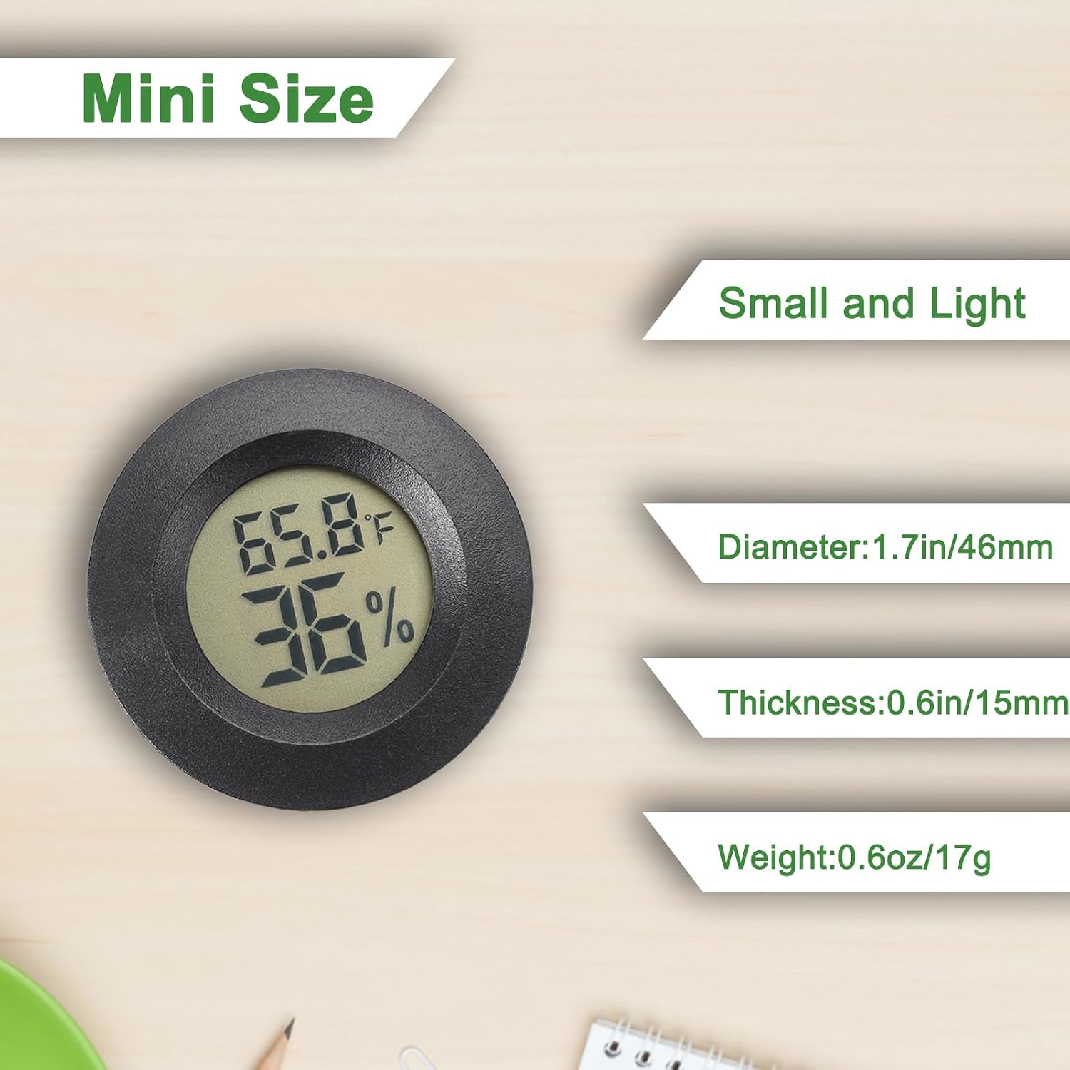 Reptile Thermometer and Humidity Gauge Digtal Terrarium Thermometer Circular Bearded Dragon Cage Accessories Reptile Temp and Humidity Gauge for Leopard Gecko Hermit Crab Gecko Lizard Etc 2pc - Image 2