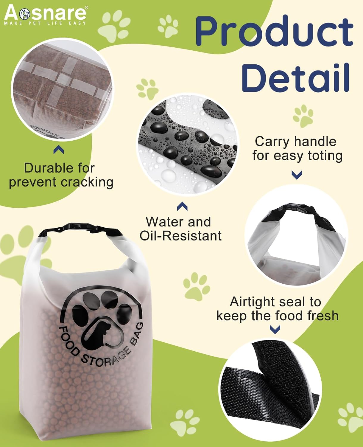 Pet Food Storage Bag for Travel - Transparent Leak-Proof Dog Food Container with Roll-Top Closure, Keeps Kibble Fresh for Camping Trip, Dog Boarding, Weekend Getaways (14 Cups) - Image 6