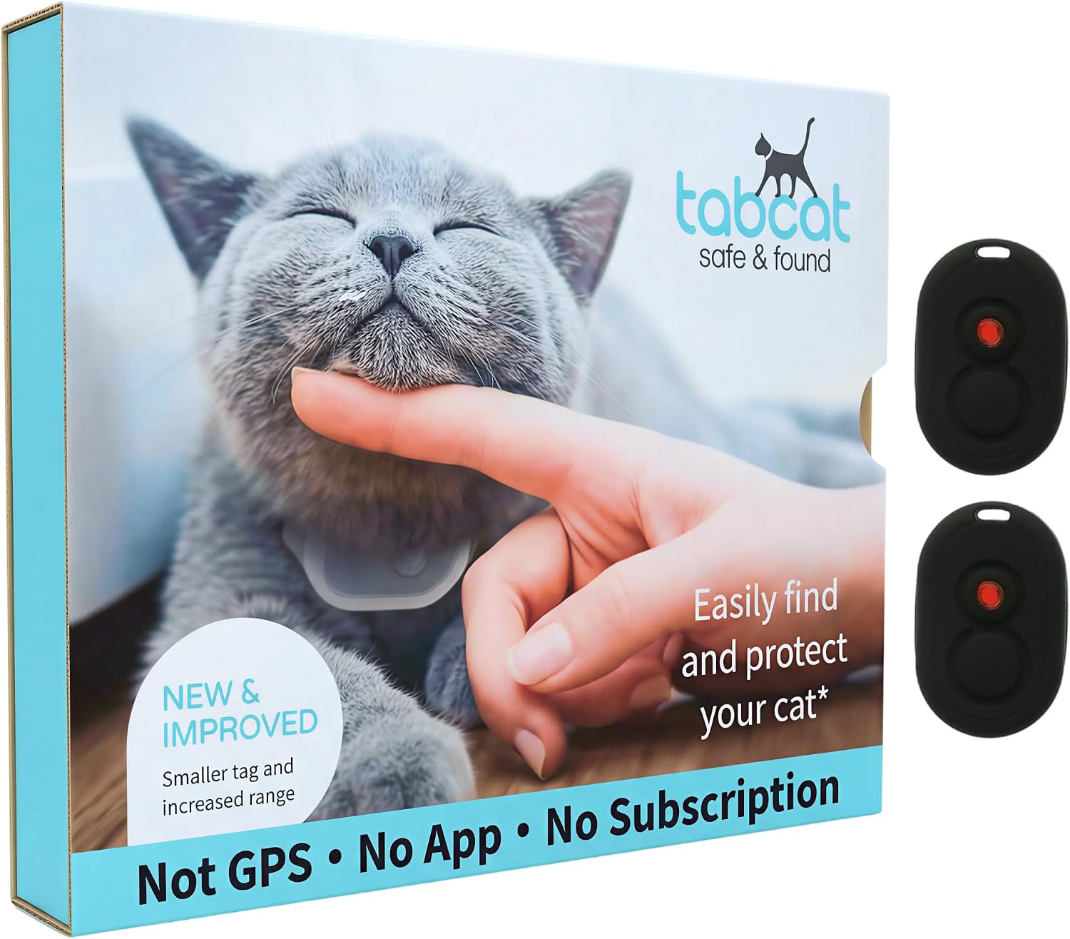Tabcat V2 Cat & Kitten Tracker - No Subscription | 2 Lightweight Homing Tags, Cases & Tracking Handset | RF Technology, More Accurate than GPS | Track 2 Cats Indoors & Outdoors to 2.5 cm & 150 m Range