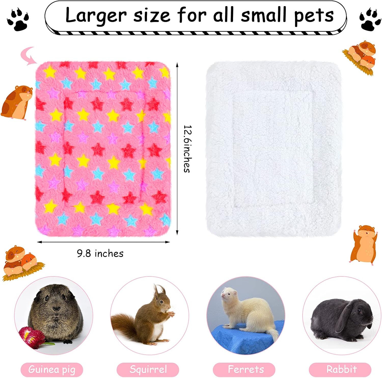 Jetec 4 Piece Guinea Pig Blankets 10 x 11 Inch Absorbent Washable Small Animal Fleece Bedding Reusable Pet Pee Sleep Mat Pad Cover for Chinchilla Hamster Ferret Rabbit - Image 2