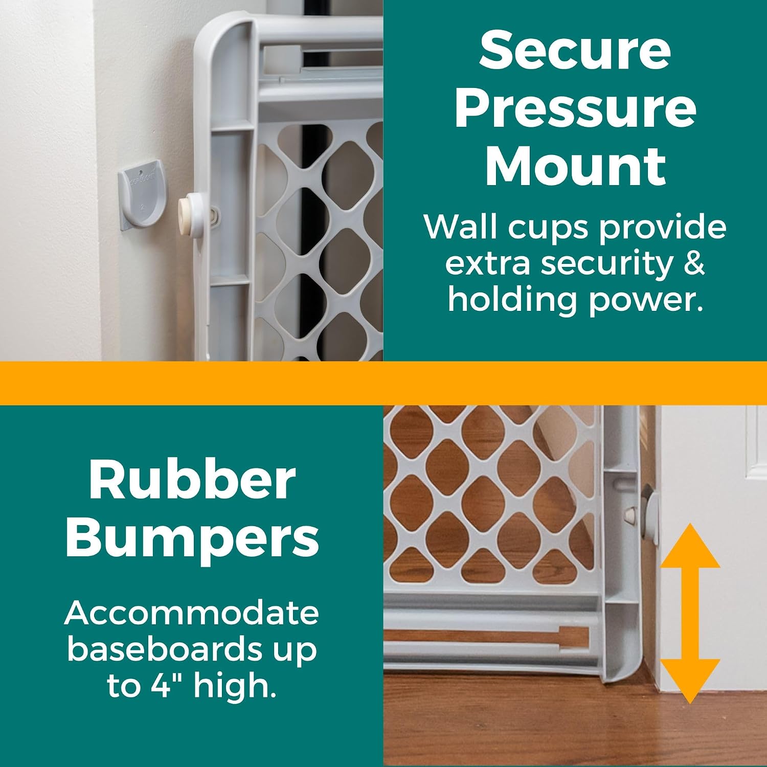 MYPET Universal Pet Gate: 26” - 42” Wide Dog Gate for Doorways with Pressure Fit or Swinging Door Hardware Mounting Types Included: 26" Tall; Gray - Image 4