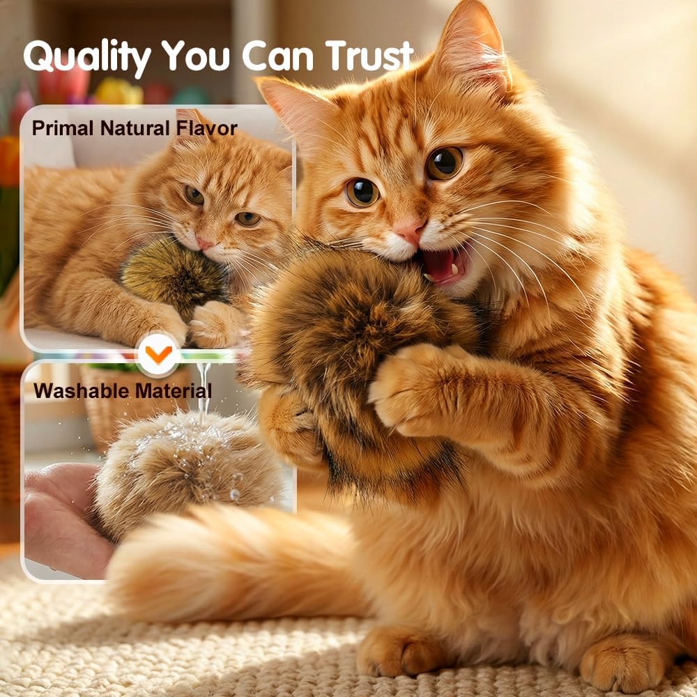 Cat Toy Faux Rabbit Fur Ball,2026 New Soft Rabbit Fur Catnip Balls,Fluffy Catnip Toy for Indoor Cats,Washable & Fun to Chase for Exercise and Bonding (Ball/3pcs) - Image 6