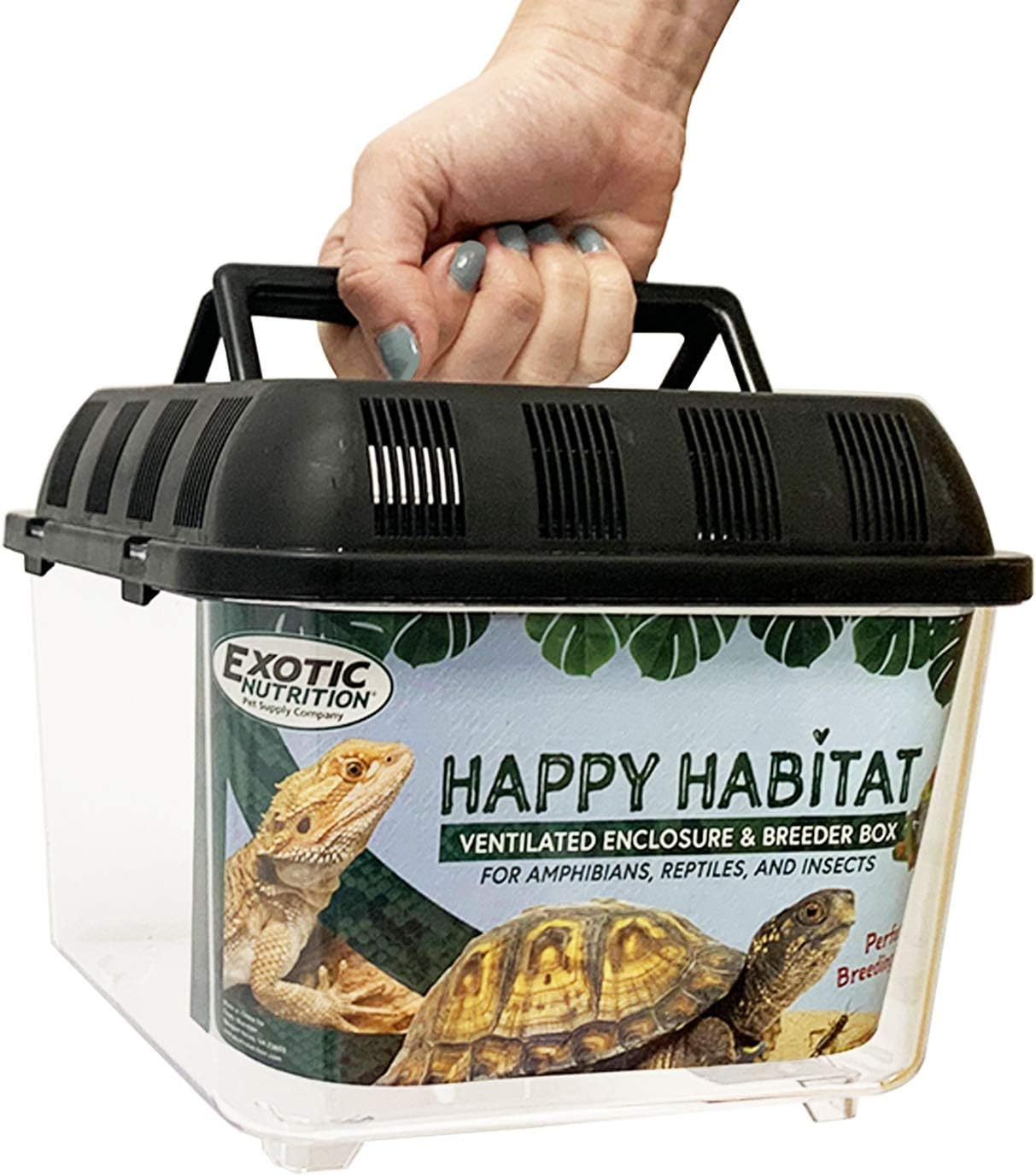 Happy Habitat (Standard) - Ventilated Enclosure & Breeder Box - for Live Feeder Insects, Reptiles, Amphibians & Other Small Pets - Durable Plastic Portable Terrarium - Image 4