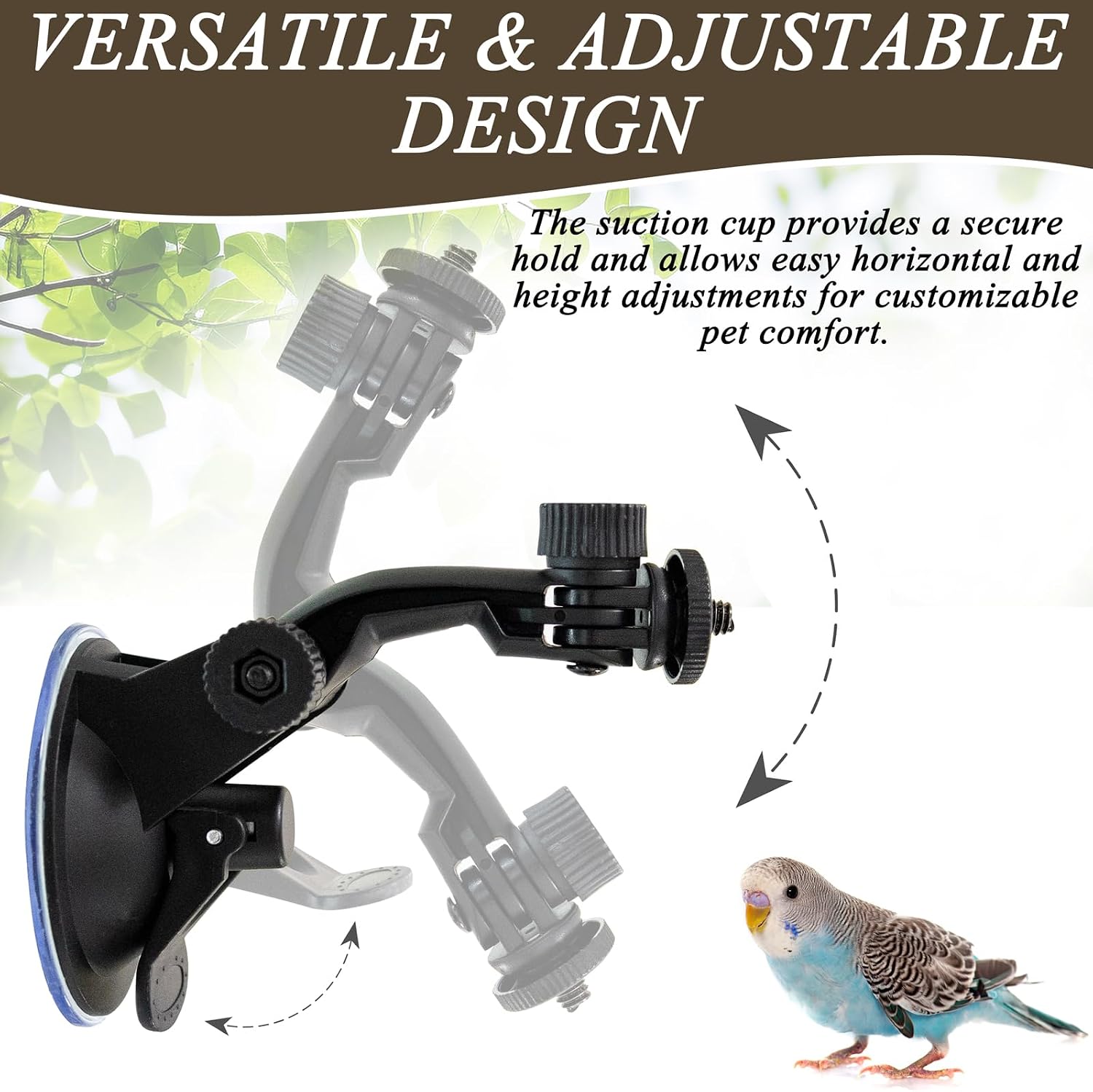 2 Pcs Parrot Perch Stand, Strong Suction Cup Bird Perch, Movable Perch Stand Bird Training Set, for Window Mirror Car Shower Ceramic Tiles Bath Wood Training Perch, for Bird, Cockatoo, Macaw, Parakeet - Image 4