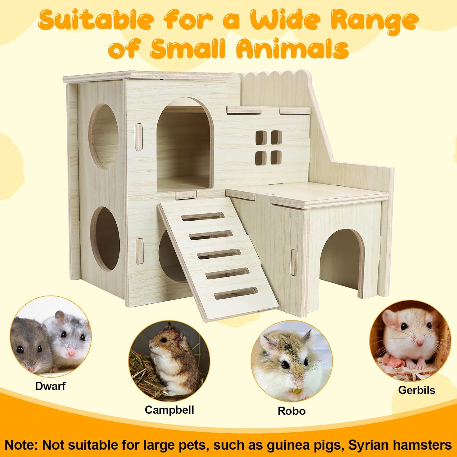 Hamster Hideout Tiny Maze Wood House with Slide Hamster House and Habitat Wooden Hide Hut for Dwarf Gerbils Mouse Mice and Other Small Animals (Pygmy Rats Only) - Image 6