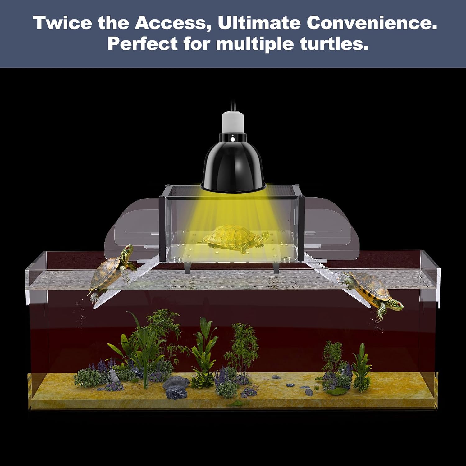 Upgraded Dual Ramp Turtle Basking Platform, Extra Large Fits 125 Gallon 150 Gallon 180 Gallon Aquarium Tank, Aquatic Turtles Topper Dock, Turtle Tank Accessories, Non-Slip Ramp & Escape-Proof - Image 7
