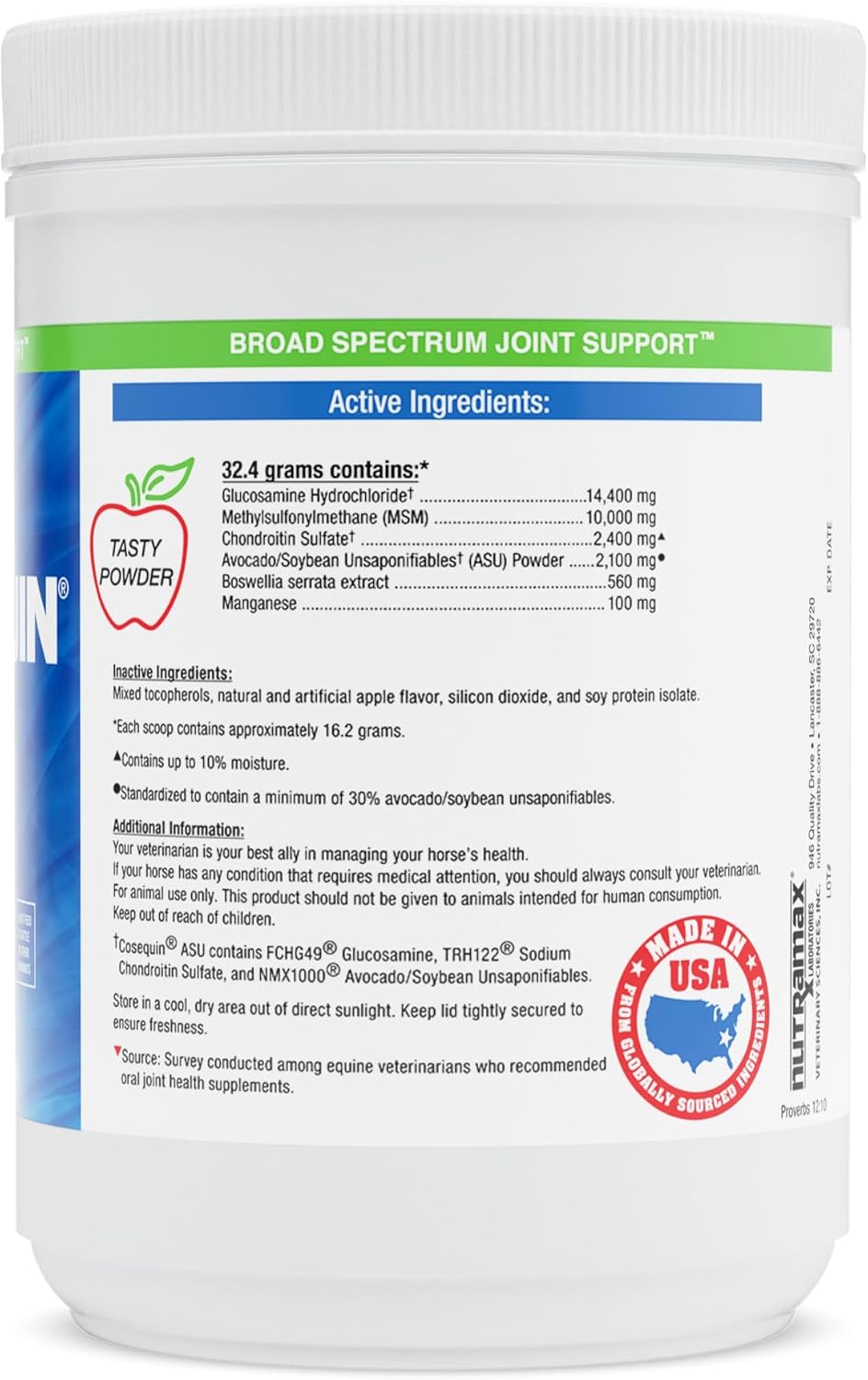 Nutramax Cosequin ASU Joint Health Supplement for Horses - Powder with Glucosamine, Chondroitin, ASU, and MSM, 500 Grams - Image 2