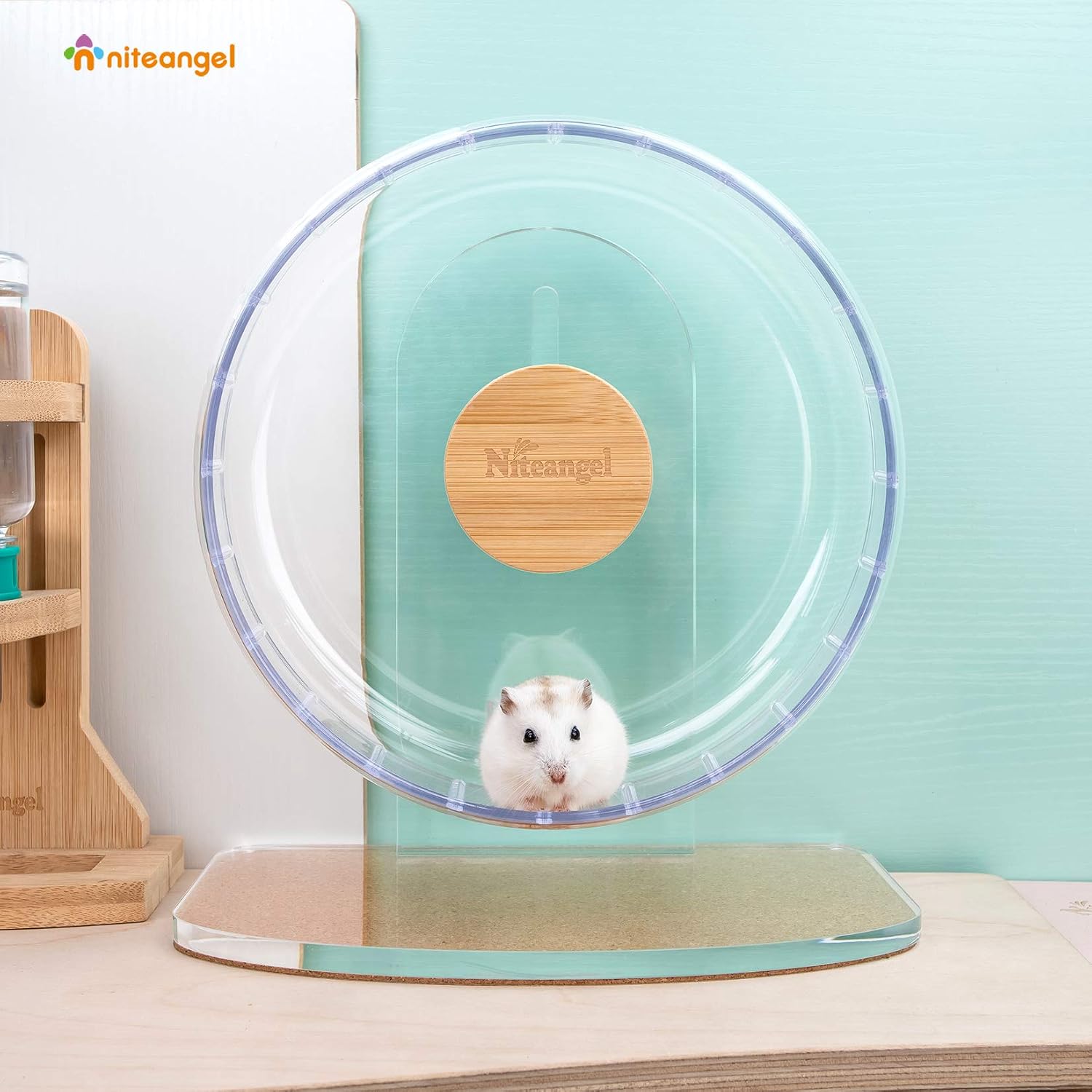 Niteangel Super-Silent Hamster Exercise Wheels: - Quiet Spinner Hamster Running Wheels with Adjustable Stand for Hamsters Gerbils Mice Or Other Small Animals (S, Transparent) - Image 5