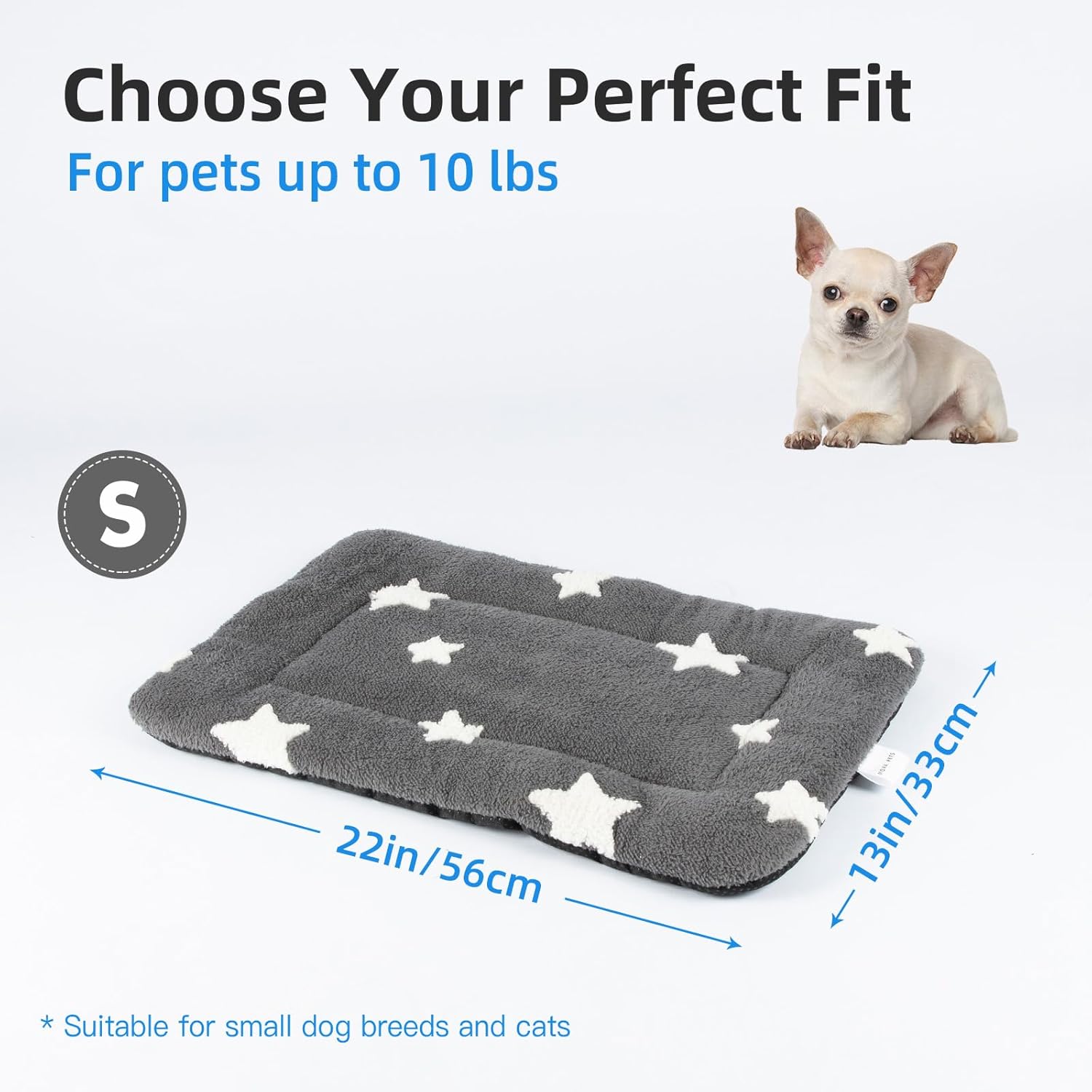 Mora Pets Cat Bed for Indoor Cats Washable Dog Crate Pad Cute Star Dog Bed Mat for Small Dogs Pet Kennel Pad for Cage Soft Flat Puppy Kitten Cushion Sleeping Anti-Slip Grey 22 x 13 - Image 6