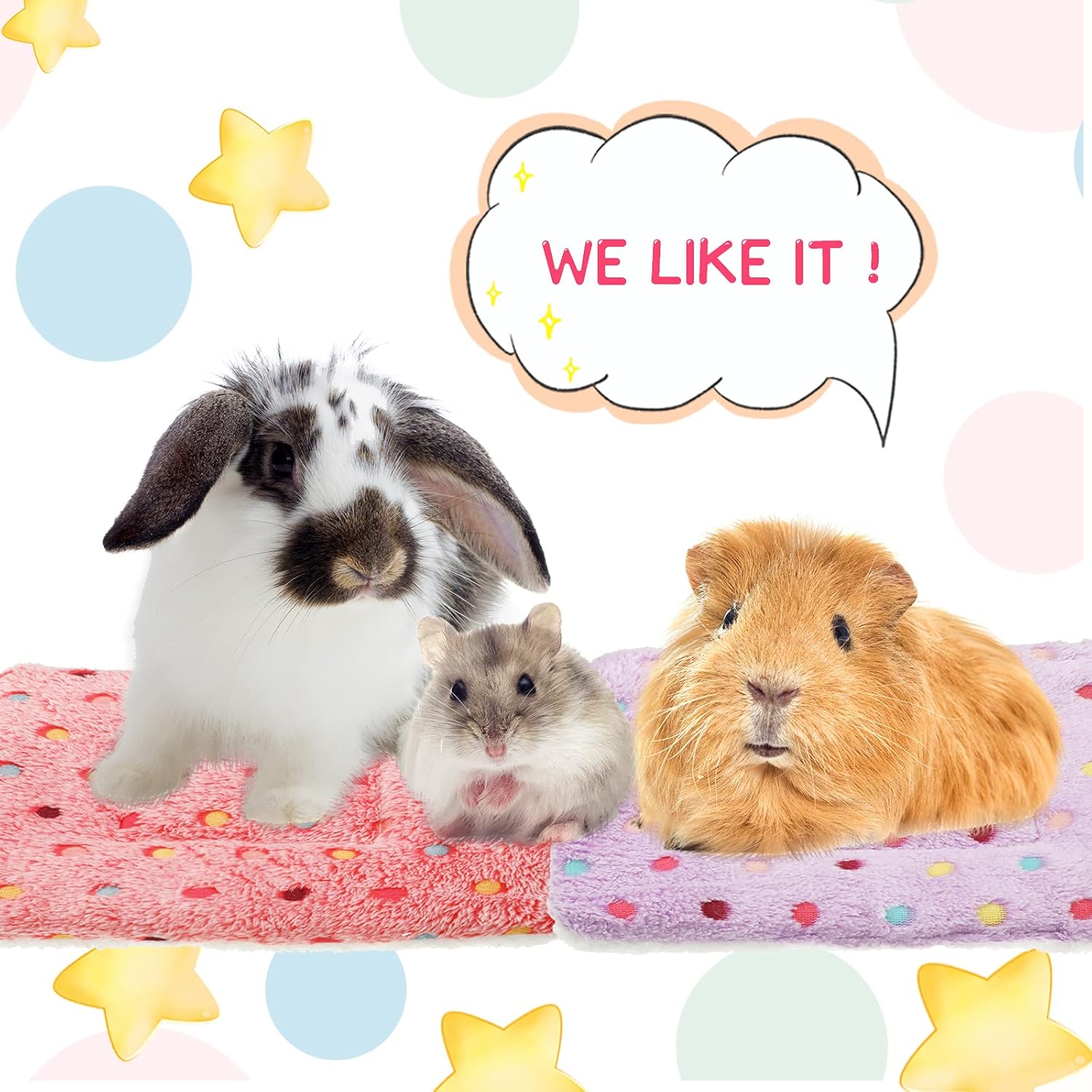 Jetec 3 Pcs Bunny Guinea Pig Beds Soft Bunny Mats Warm Guinea Pig Mat Small Animal Bed Pads Fleece Sleeping Pads for Indoor Rabbit Hamster Squirrel Hedgehog Chinchilla(Fleece,Dots,Red) - Image 6