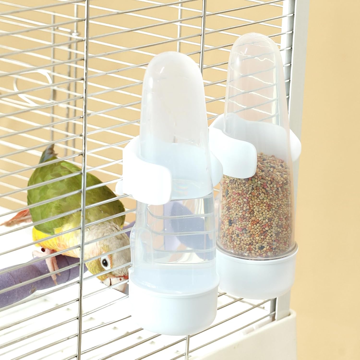 Bird Feeder Automatic Bird Water Dispenser Set for Cage No Mess Parakeet Cage Water Dispenser PP Material, 200ml/6.8fl oz (2PCS) - Image 6
