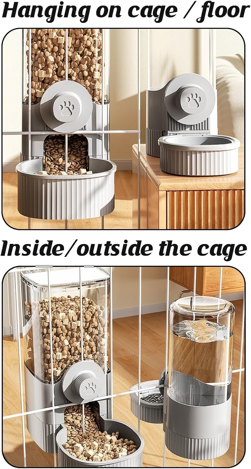 GPY Automatic Hanging Gravity Pet Feeder and Water Dispenser Set ,Automatic Rabbit Feeder and Dog Water Dispenser for Dogs Cats Pets Animals Large Capacity (Blue Water Feeder&Food Feeder) (Grey) - Image 7