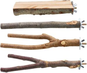 4 Pack Natural Wood Bird Perch Parr...