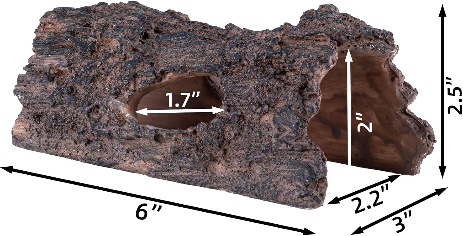 Natural Reptile Hide Basking Platform, Hideout Decor for Aquarium, Fish Tank, Bearded Dragon, Gecko, Shrimp, Betta (Faux Wood Tree Cave, Small) - Image 2