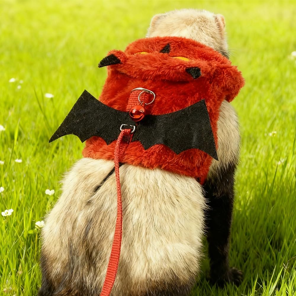 Small Animal Harness and Leash Set, Adjustable Escape-Proof Ferret Harness Vest for Adult Ferret, Meerkat, King Squirrel & Fancy Rat, Soft Comfortable Pet Walking Harness with Red Leash - Image 3