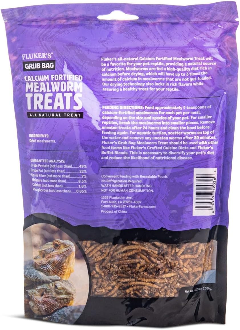 Fluker’s Grub Bag All Natural Calcium Fortified Mealworm Treats, Packed with Protein, Rich in Nutrients, A Reptile Favorite, 3 oz - Image 3
