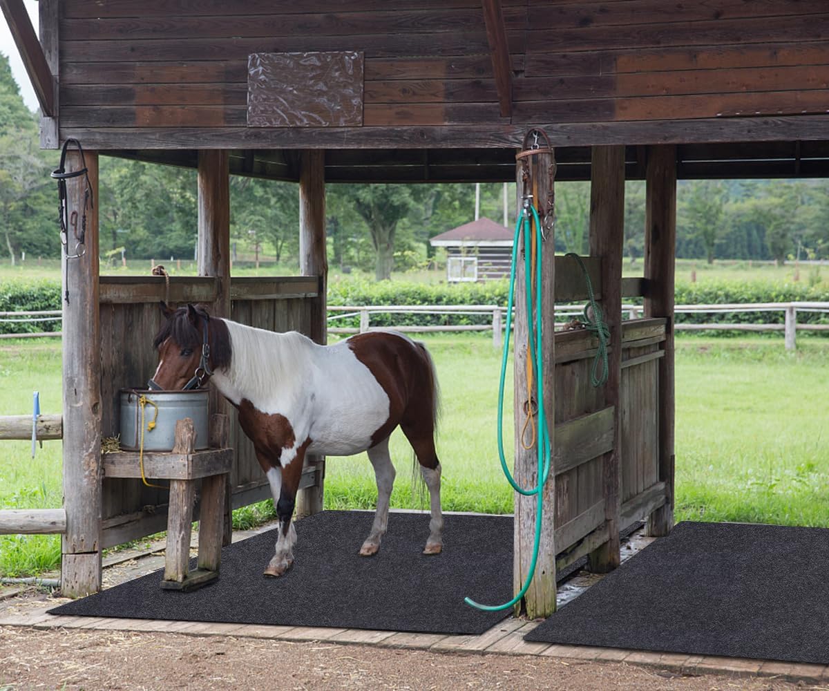 Under Horse/Stable Mats,8 x 10 FT Horse shed floor mat——Backing prevents liquid penetration,Duty Stall Mats for Floor Surface,Soft Material, Non-slip Backing,Washable,Keeps Stable Floors Clean - Image 3