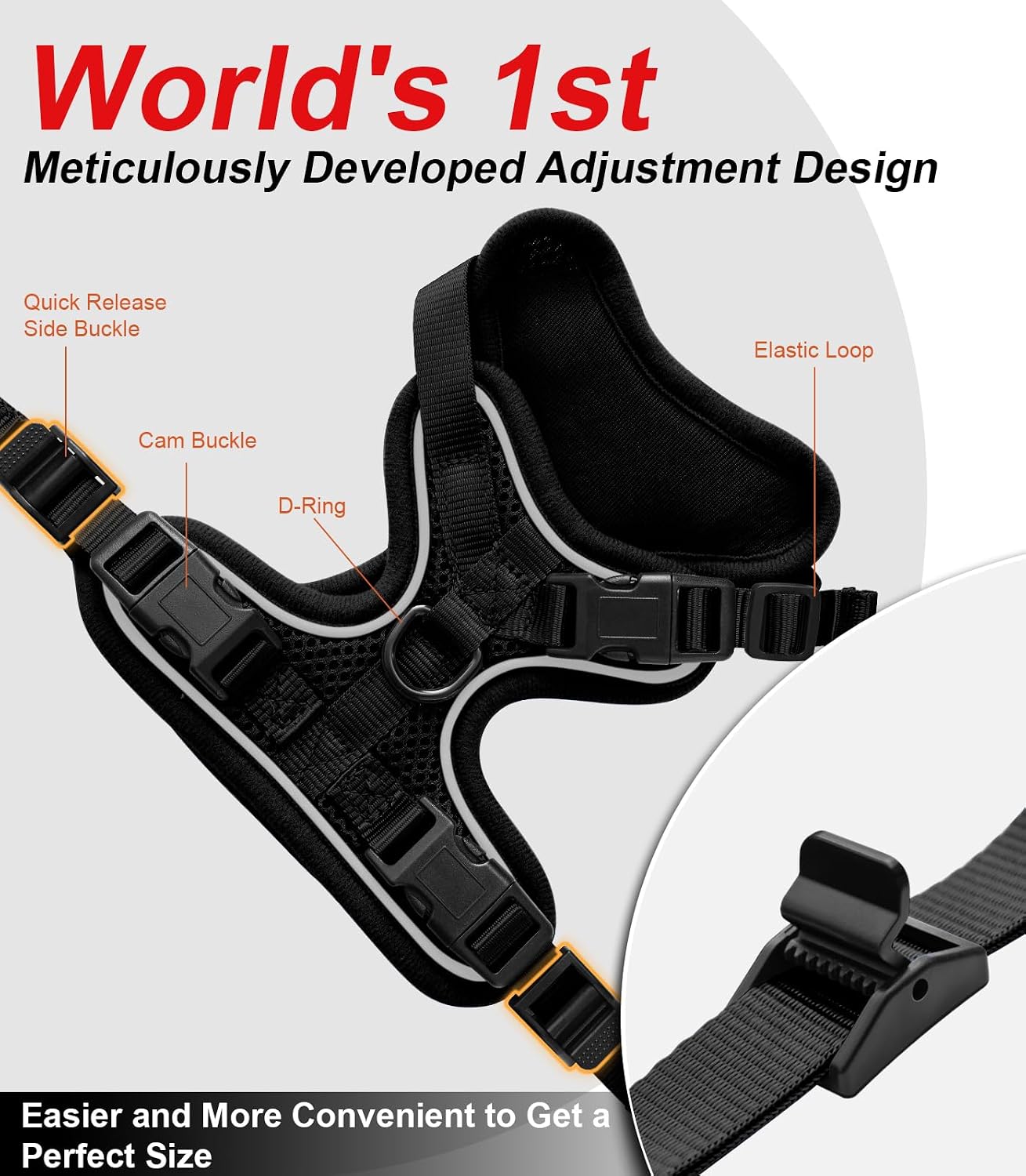 Cat Harness and Leash for Walking Escape Proof Soft Adjustable Cat Leash Breathable Comfortable Vest Easy to Wear Kitten Harness for Outdoor Travel (Black, S (7-12lb)) - Image 5