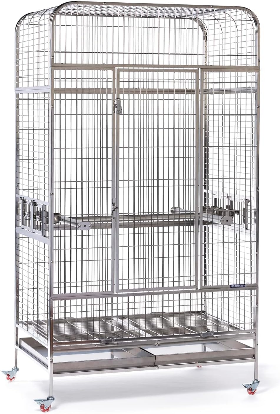 Prevue Pet Products Imperial Extra Large Stainless Bird Cage - Big Birdcage Ideal for Parrots, Cockatoos, Macaws, Included Perch and Cups, Durable Cage with Wheels - Gray, Extra Large